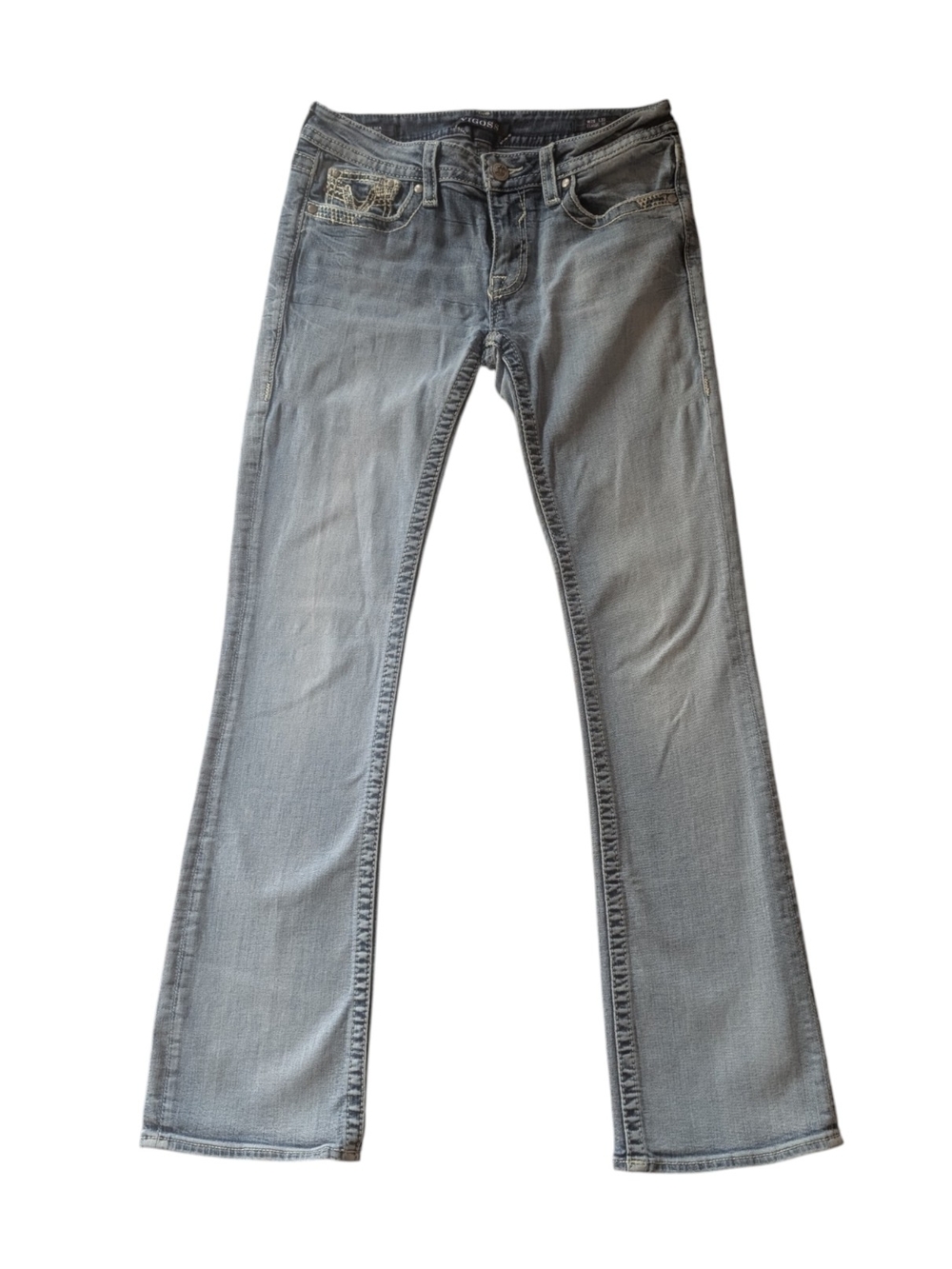 Vigoss Chelsea Low Rise Boot Cut Thick Stitch Women's Jeans Y2K Western